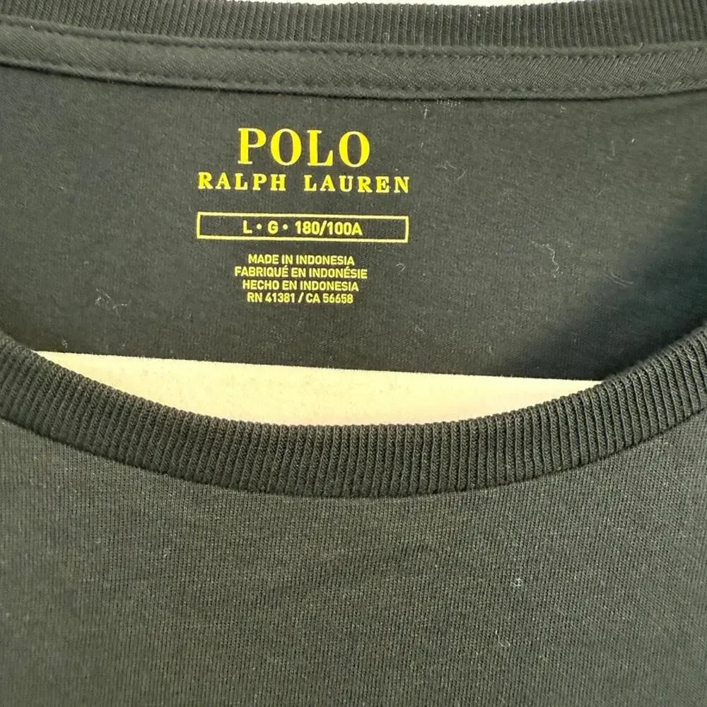 POLO Ralph Lauren Long Sleeve Black Tshirt  Mens L Preppy Minimalist‎ Classic